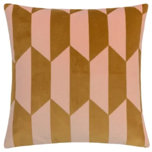 Kussen geometrische print oker / roze